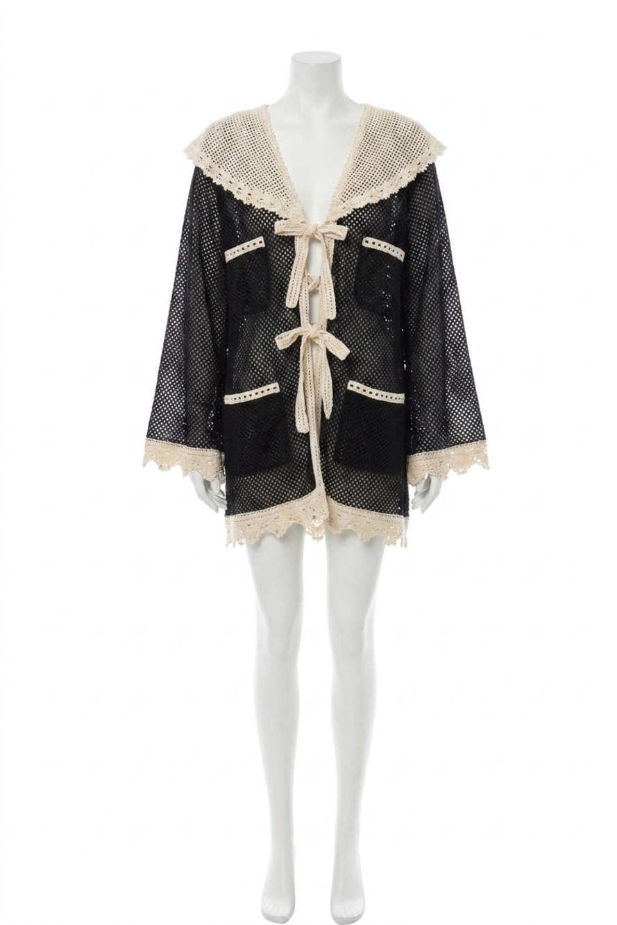NEW SEA kendall crochet cover up in black